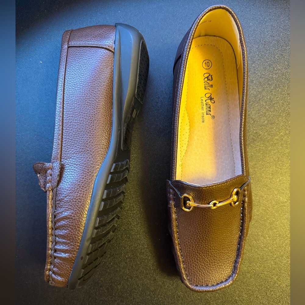 Brown Leather Loafers -size 10